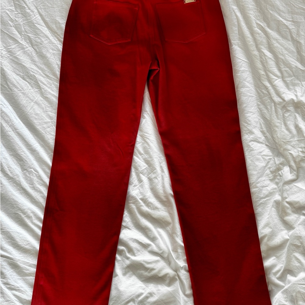 St. John Knits, Stretch Twill, Straight-Leg Pants, Color Cinnabar